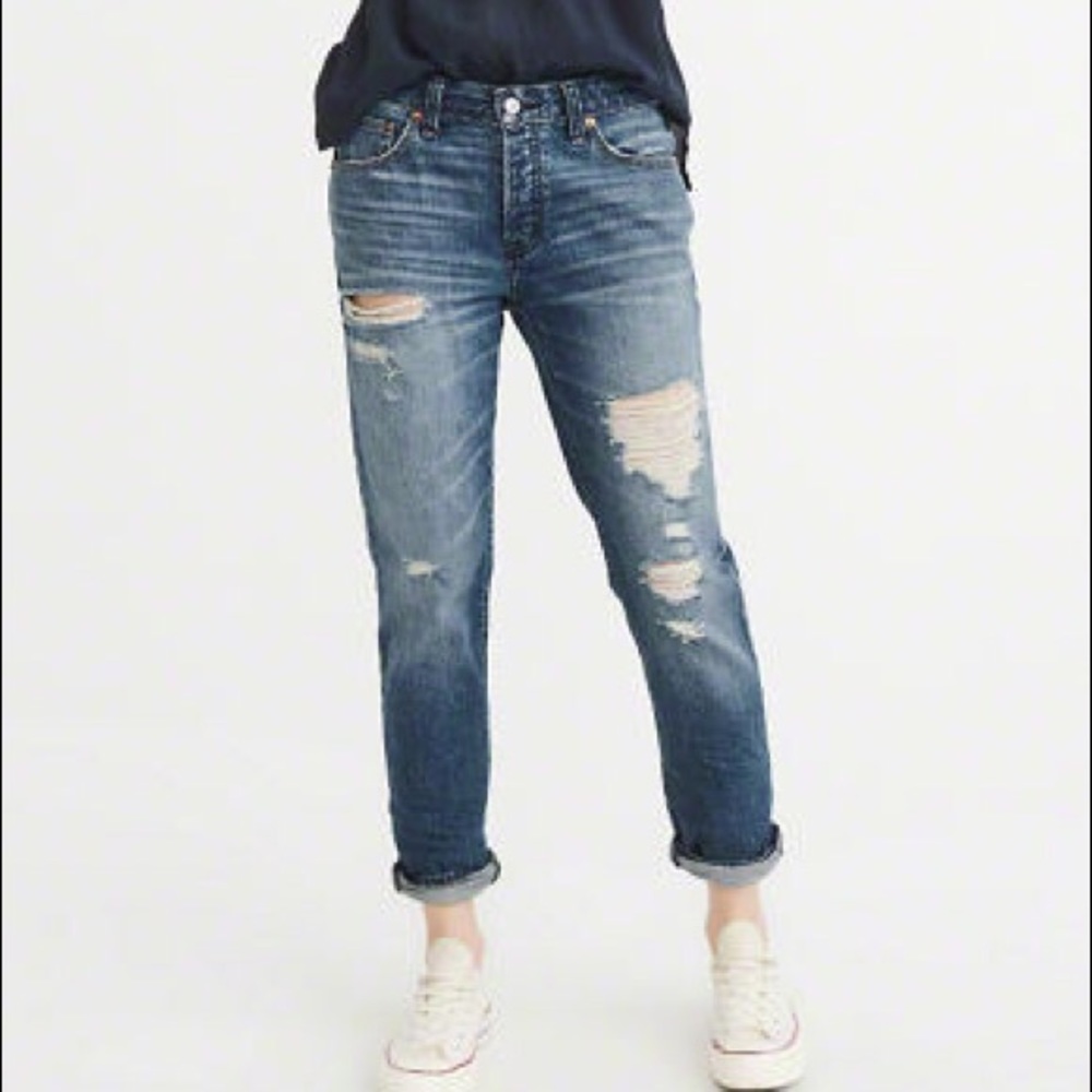 A&F Ames Slim Boyfriend Distressed Jeans